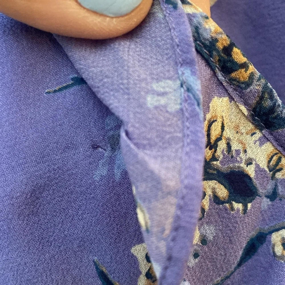 Joie Silk Floral Wrap Dress Periwinkle Blue Purple Ruffle Mini Dress Medium - Picture 5 of 8